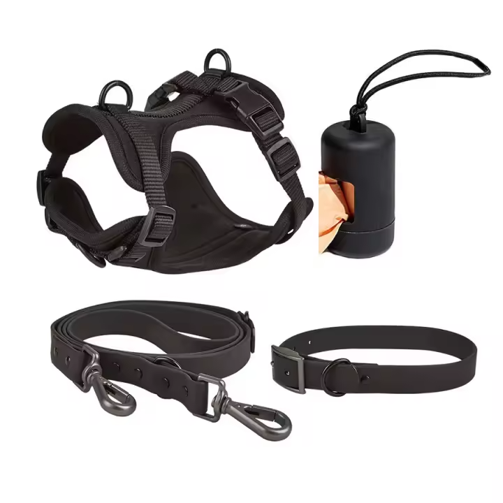 Harness, Leash, Collar Set - With Matching Poop bag