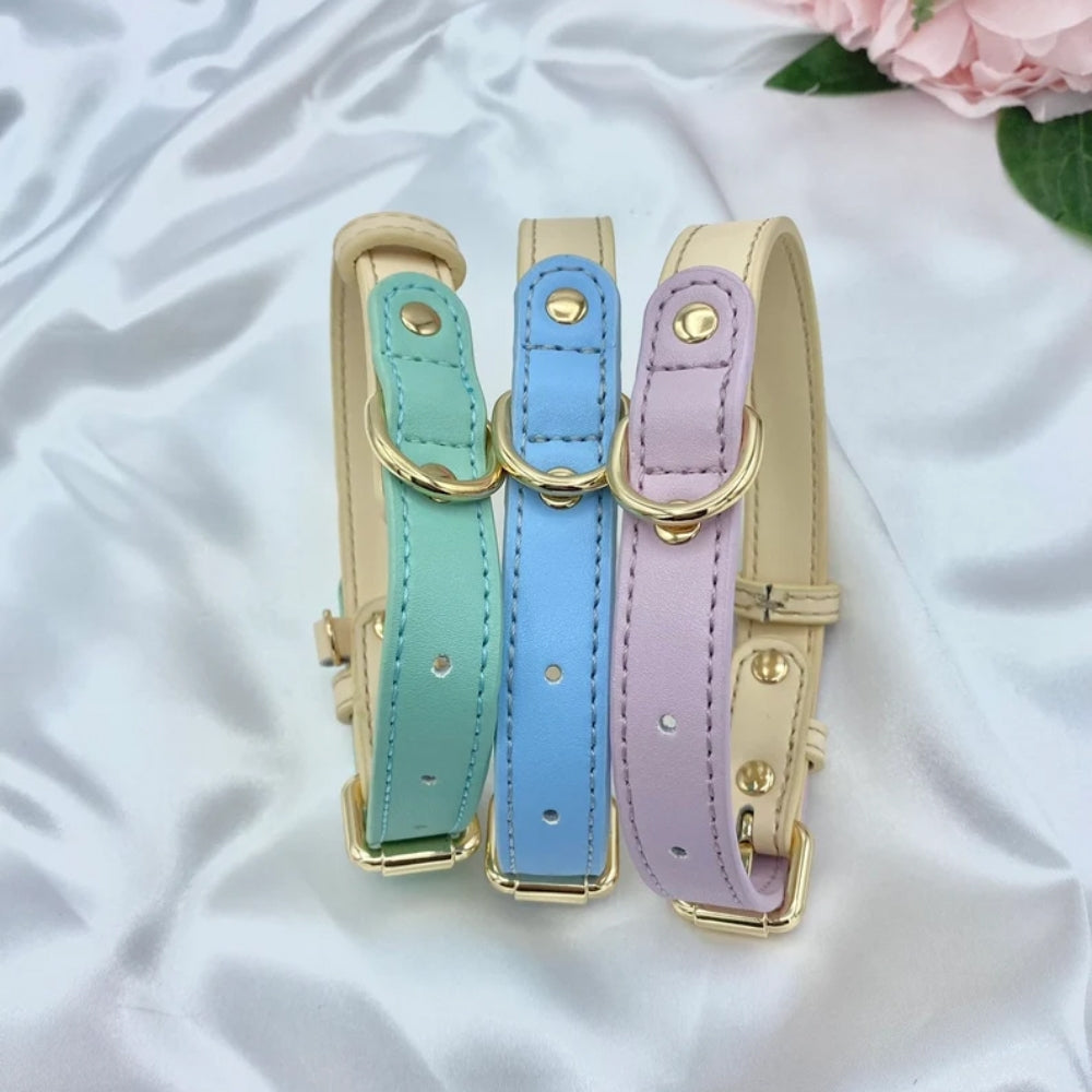 Two Toned - Genuine Leather Collar & Leash Set