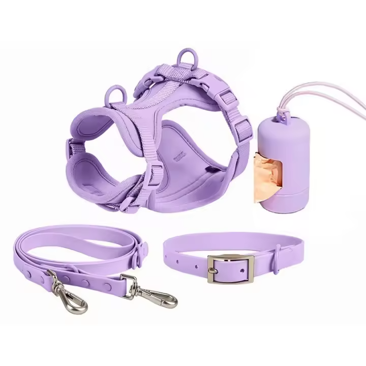 Harness Collar Leash Set With Matching Poop Bag