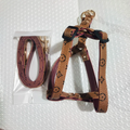 Premium Luxury Print Collar & Leash Set - Brown