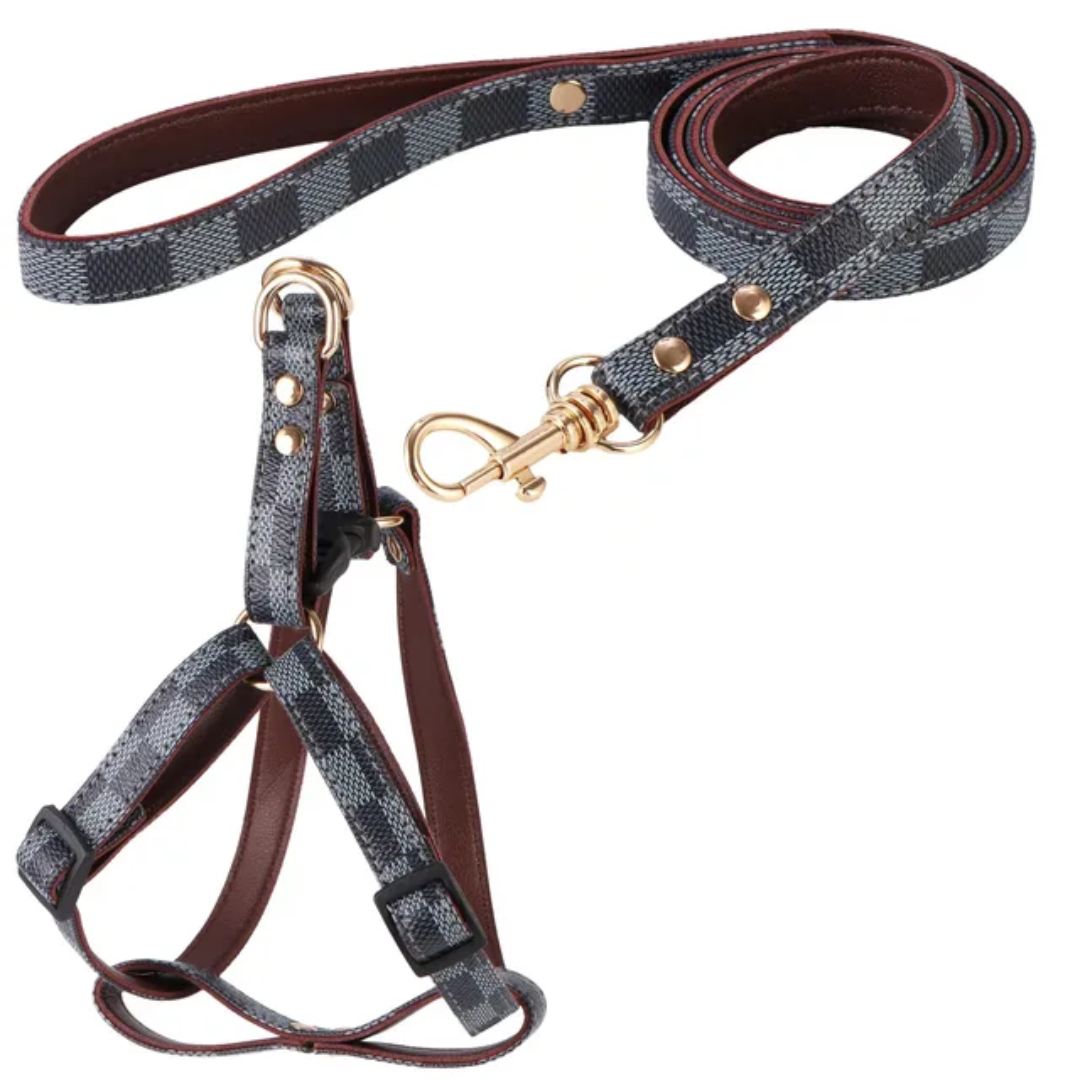 Premium Luxury Print Collar & Leash Set - Beige