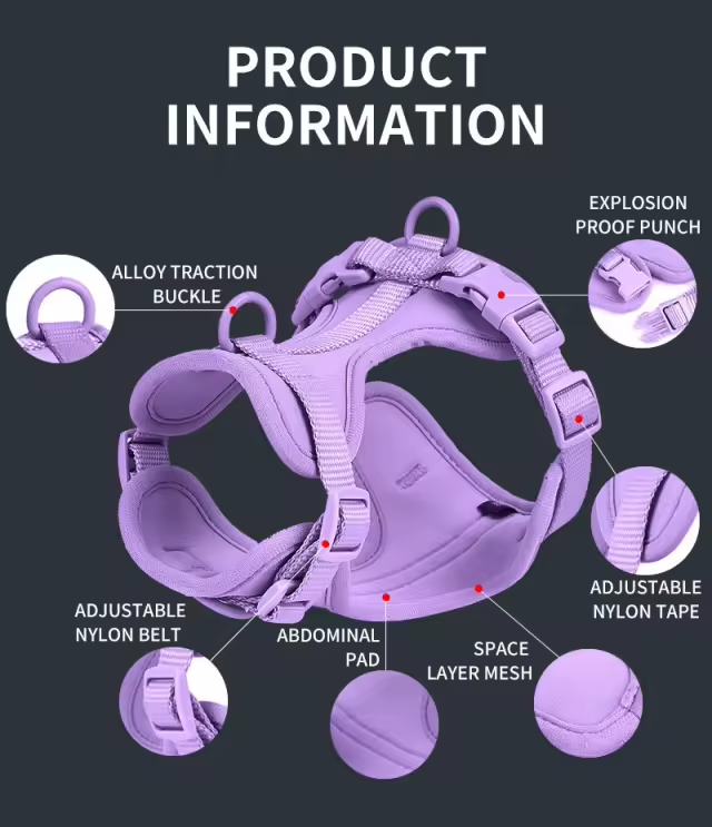 Harness Collar Leash Set - With Matching Poop Bag.