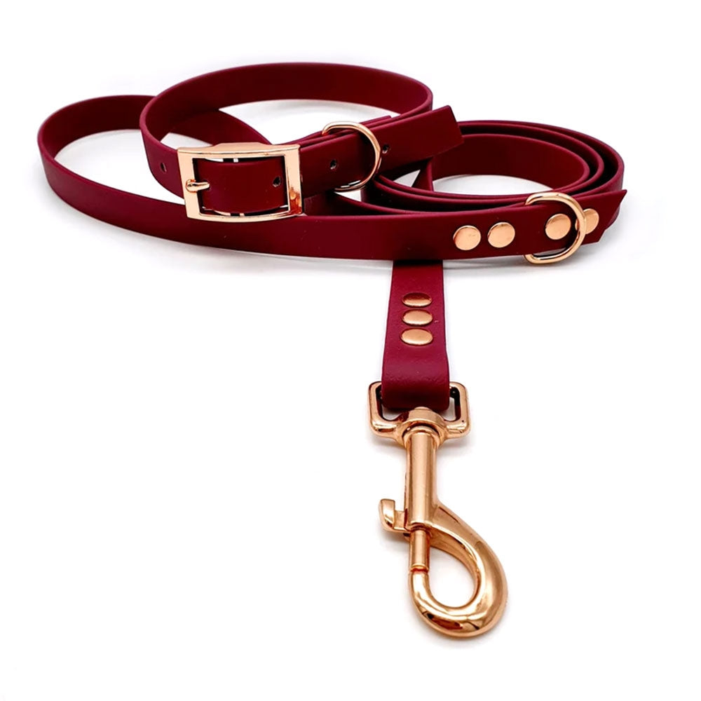 Burgundy Collar & Leash Set
